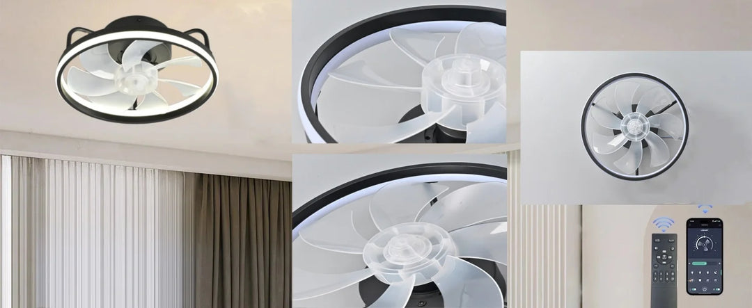 Modern LED Ceiling Fan Light with DC Motor - 6 Speed, Timer, Low Floor Attic Fan, Remote Control Decorative Light | Stornfield