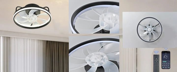 Modern LED Ceiling Fan Light with DC Motor - 6 Speed, Timer, Low Floor Attic Fan, Remote Control Decorative Light | Stornfield