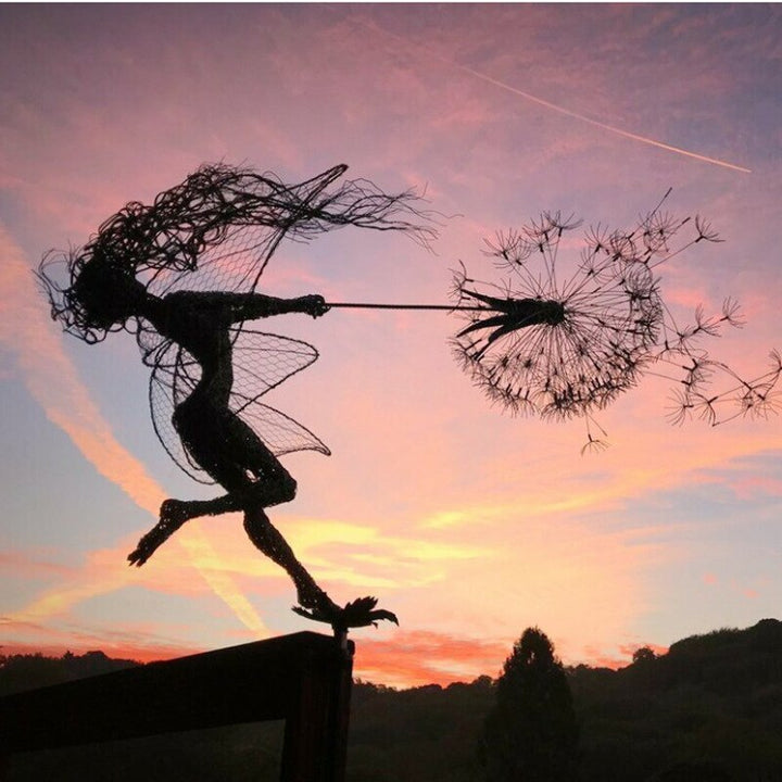 Stornfield | Fairies on a milk wire art sculpture