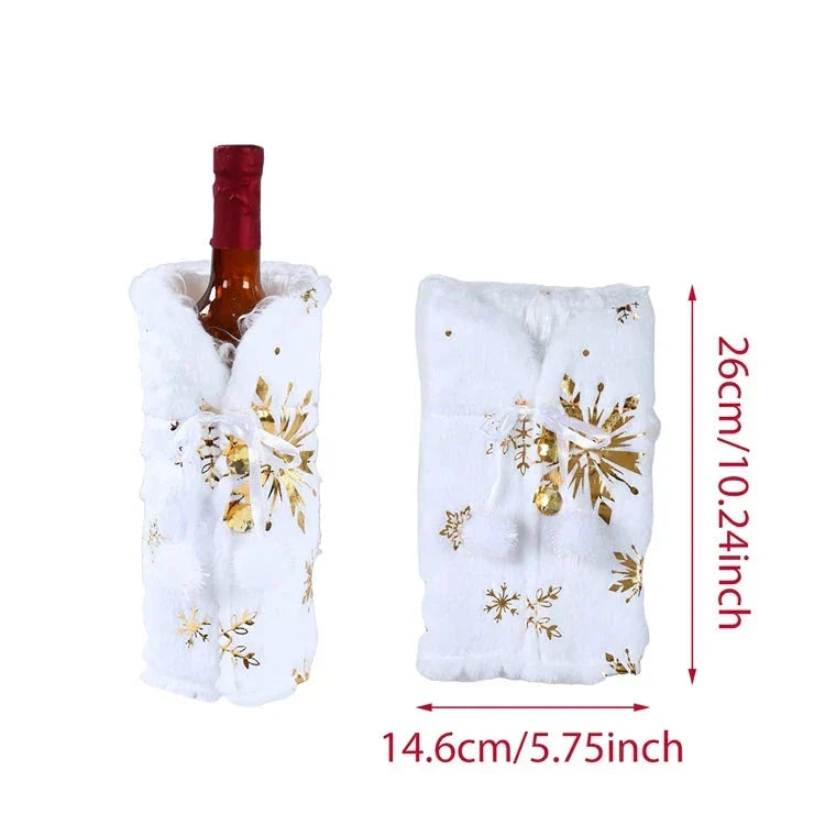 Christmas bottle cover with fur collar – festive cover for wine bottles, gnome decoration for Christmas, perfect as gift wrapping | Stornfield