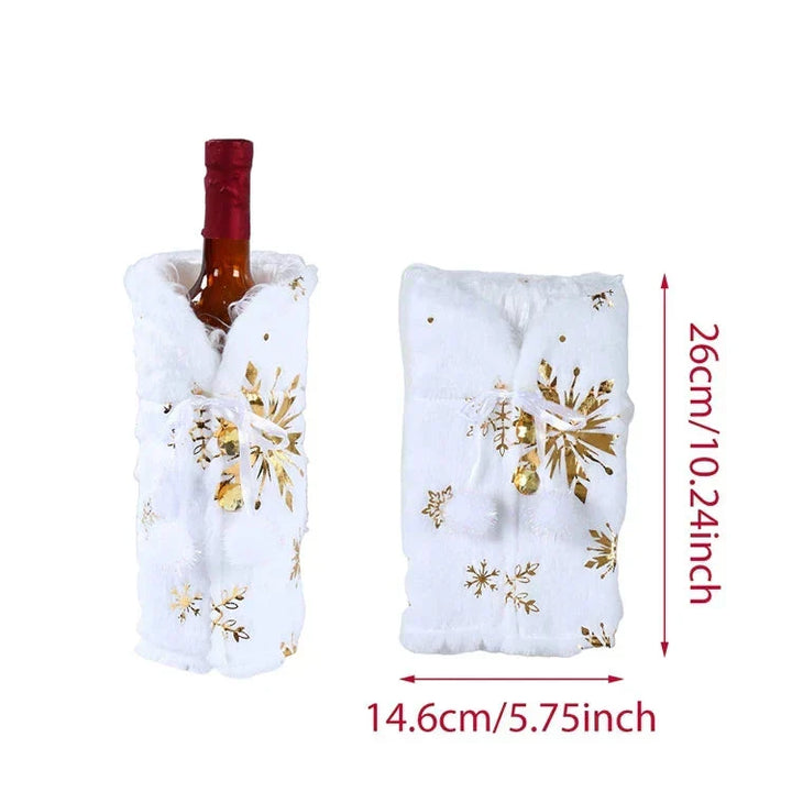 Christmas bottle cover with fur collar – festive cover for wine bottles, gnome decoration for Christmas, perfect as gift wrapping | Stornfield
