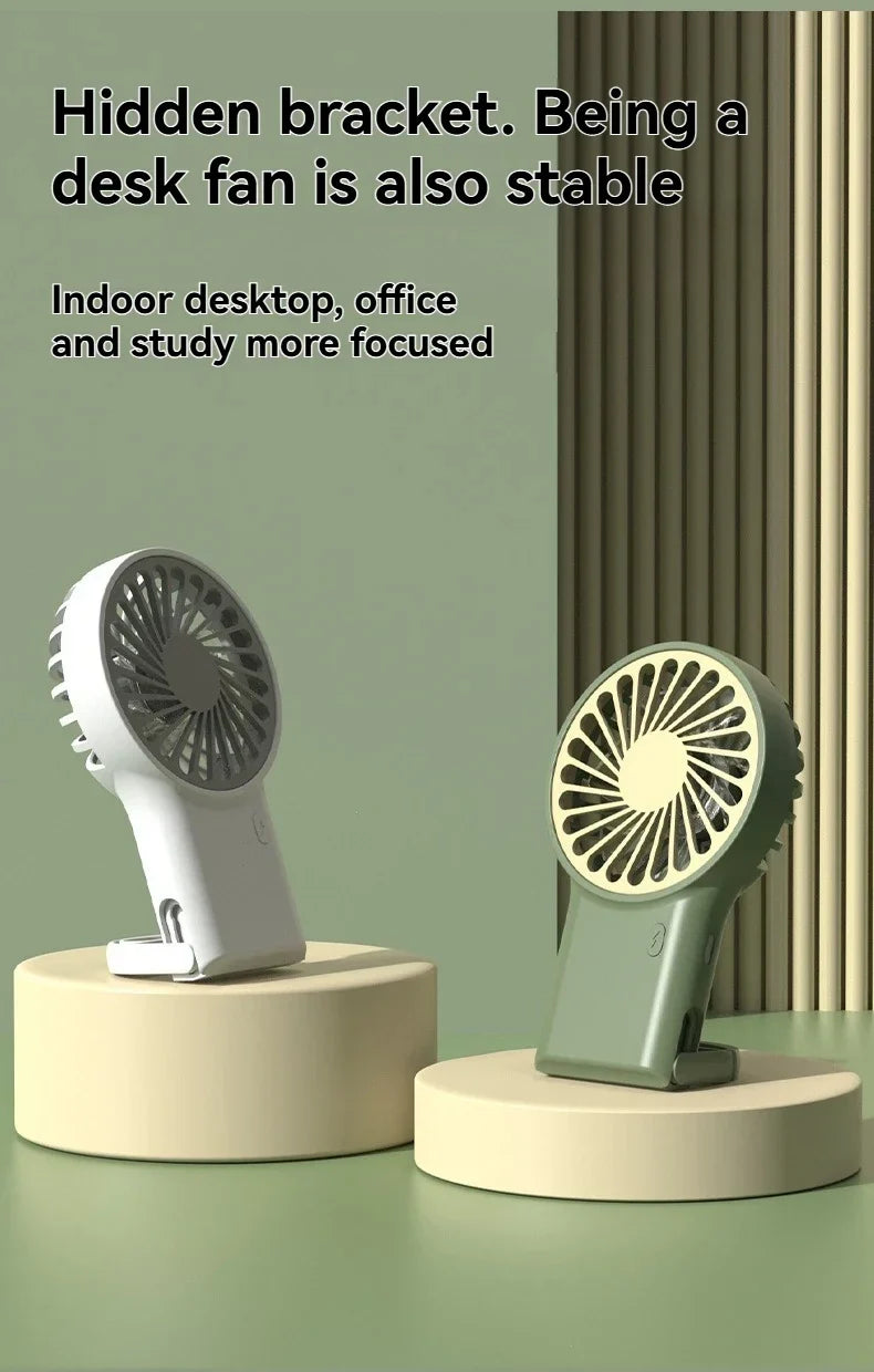 New Foldable USB Rechargeable Mini Fan | Handheld Desktop Fan with Cartoon Design & Hook for Outdoor, Home & Office Use | Stornfield