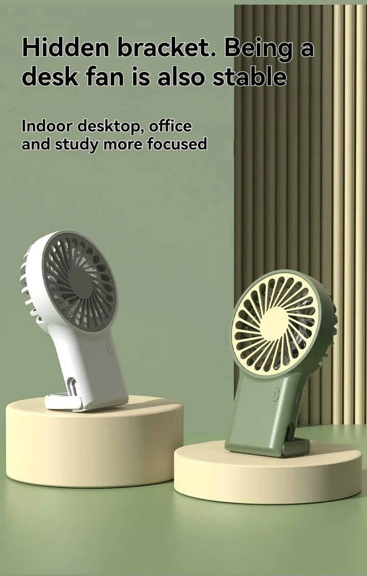 New Foldable USB Rechargeable Mini Fan | Handheld Desktop Fan with Cartoon Design & Hook for Outdoor, Home & Office Use | Stornfield