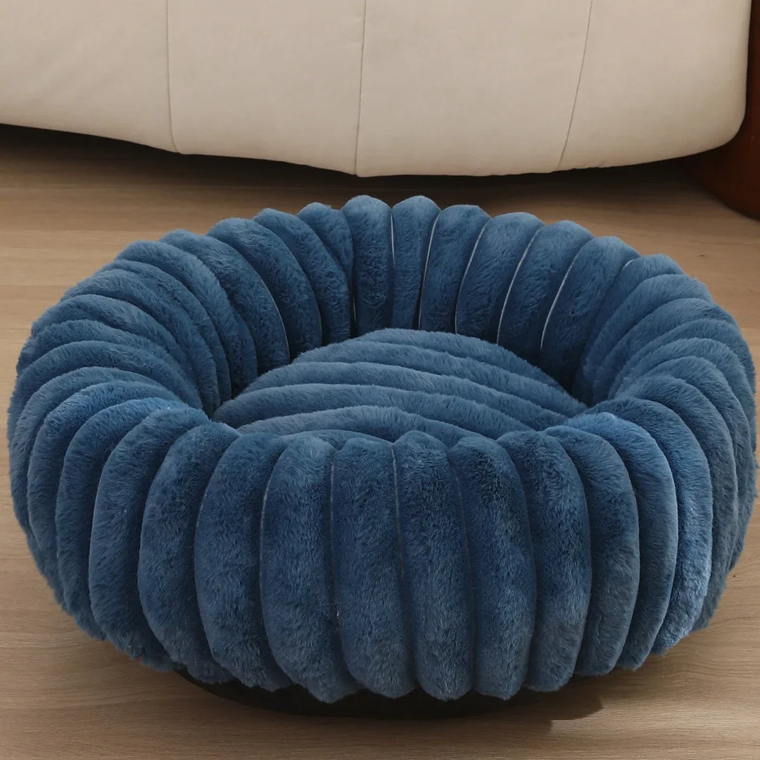 Stornfield round plush donut dog bed with non-slip bottom