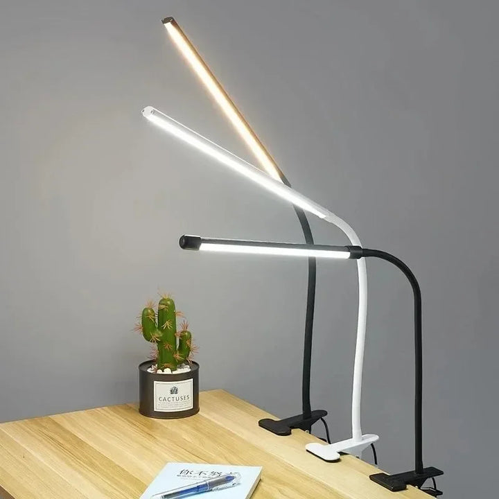 Stornfield | LED Clamp Light LumaFlex | 3 Light Colors & 10 Brightness Levels | USB Operation | Flexible Gooseneck | Eye-Friendly & Dimmable