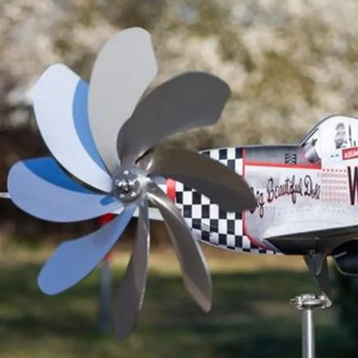 Stornfield | Wind Spinner AeroTwist | Airplane Garden Windmill made of Stainless Steel | Weatherproof & rotating in the wind | For Garden, Terrace & Balcony