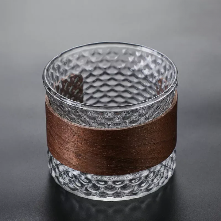 OakFlow Whisky Tumbler – Handmade Glass with Wooden Accent | Stornfield