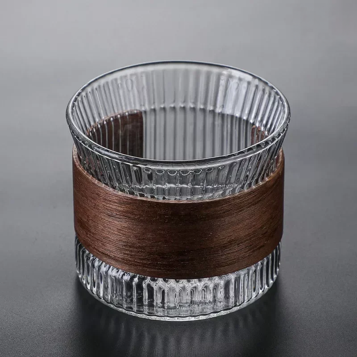 OakFlow Whisky Tumbler – Handmade Glass with Wooden Accent | Stornfield