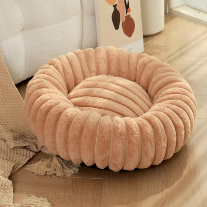 Stornfield round plush donut dog bed with non-slip bottom