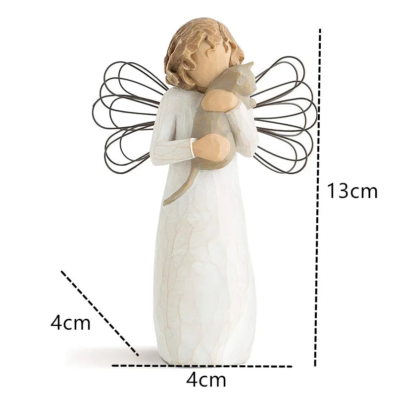 Stornfield | Resin figurine, characters, family figures, sculpture, figures for home decoration, table decoration, living room, angel, embrace, dog, father, child