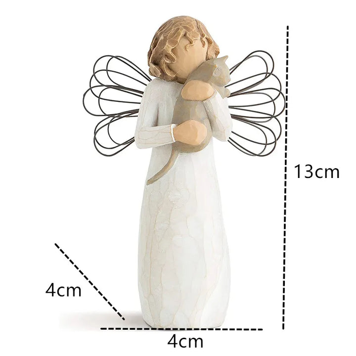 Stornfield | Resin figurine, characters, family figures, sculpture, figures for home decoration, table decoration, living room, angel, embrace, dog, father, child