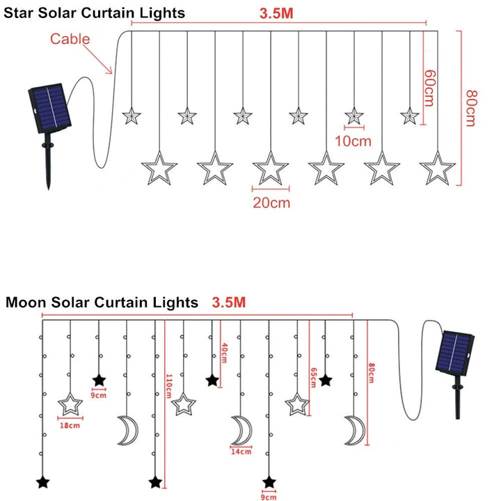 Stornfield | Solar LED Star and Moon String Light Decoration