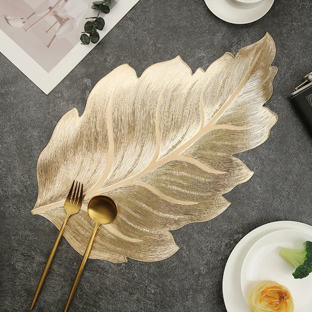 Gold Leaf Shape Decorative Serving Tray | Stornfield