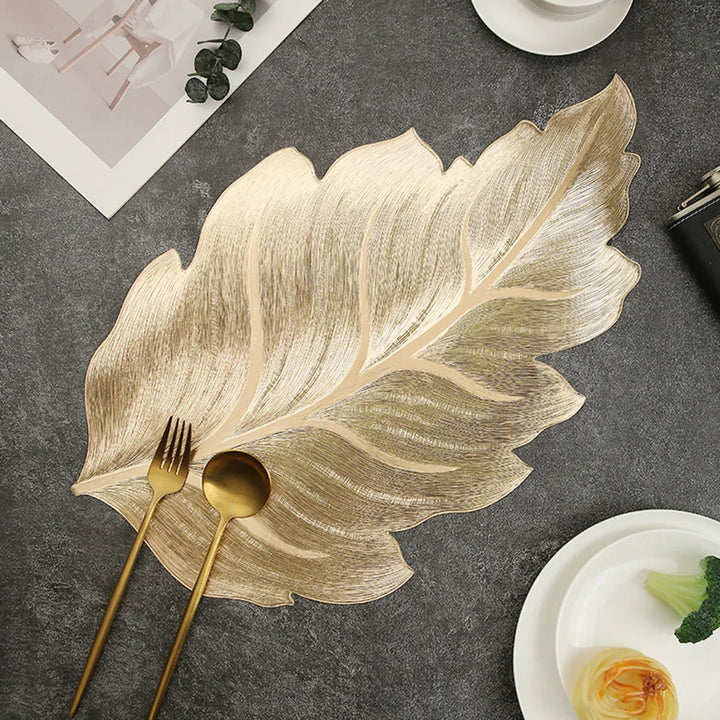 Gold Leaf Shape Decorative Serving Tray | Stornfield