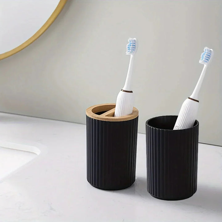 6-piece bathroom set with bamboo accents | Stornfield