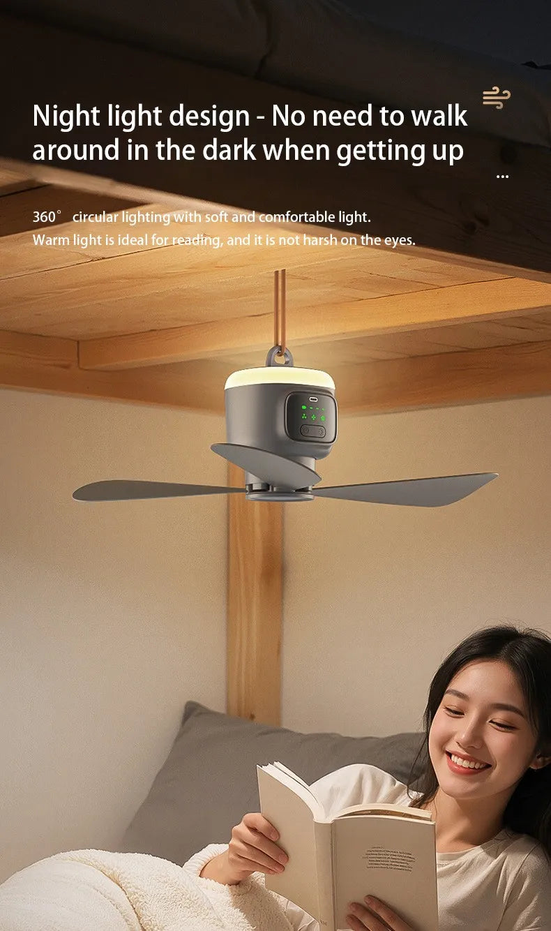 12000mAh Portable Ceiling & Camping Fan – Outdoor Tent Air Circulator and Cooling Ventilator | Stornfield