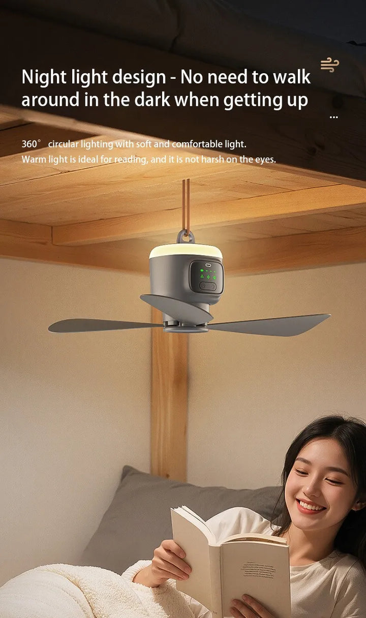 12000mAh Portable Ceiling & Camping Fan – Outdoor Tent Air Circulator and Cooling Ventilator | Stornfield