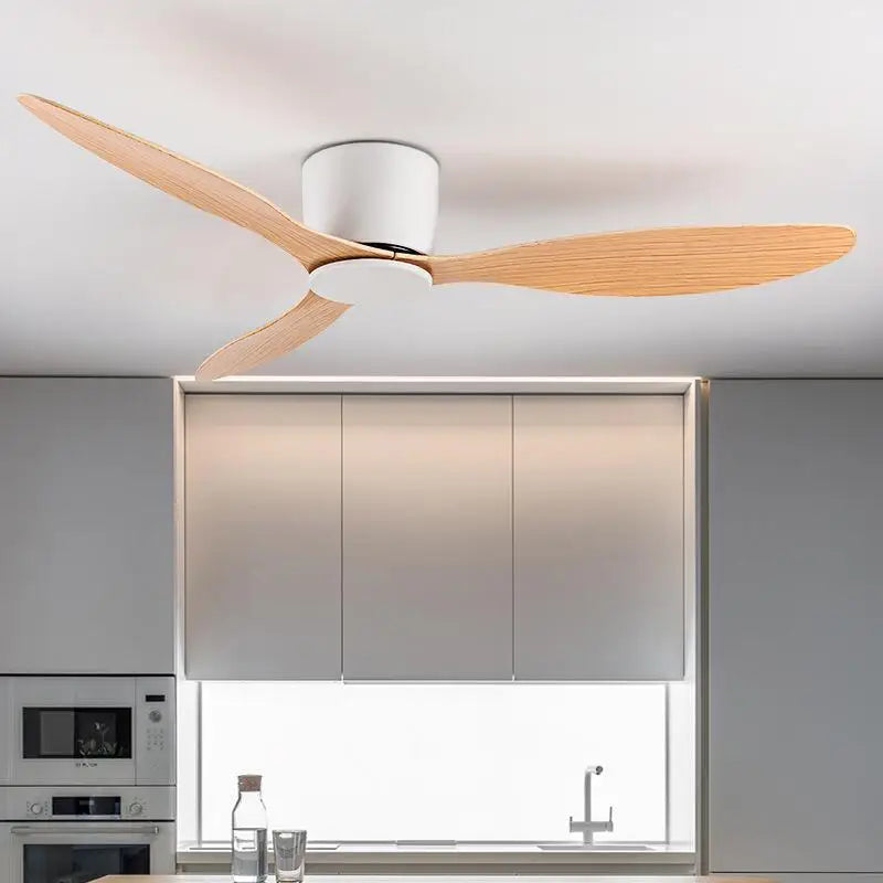 42-52 Inch Ceiling Fans with DC Motor — Remote Control Low Floor Cooling Fans, No Light, White Wood & Black Options | Stornfield