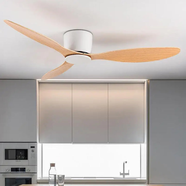 42-52 Inch Ceiling Fans with DC Motor — Remote Control Low Floor Cooling Fans, No Light, White Wood & Black Options | Stornfield