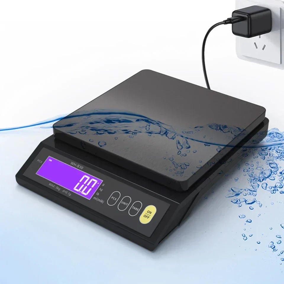 Stornfield | 5 kg/0.1 g and 10 kg/1 g digital electronic kitchen scale, LCD display, fully waterproof stainless steel weighing tool for baking