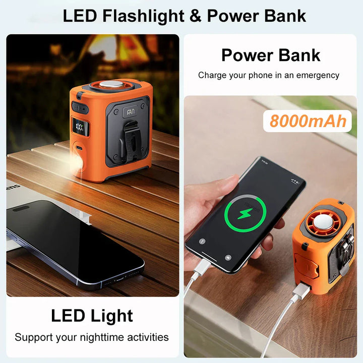 8000mAh Portable Cooling Hip Fan with Power Bank & LED Light – FrostBreeze | Stornfield