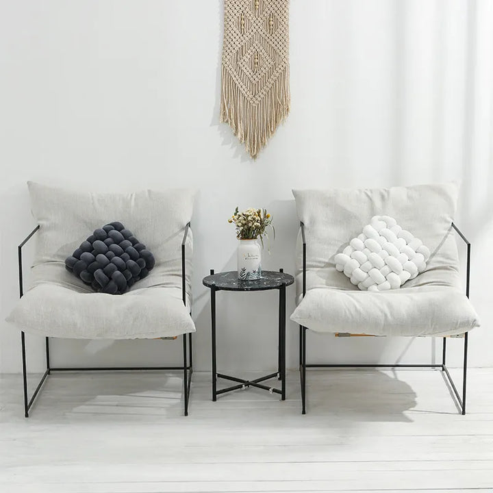Stornfield | Coussin en peluche doux en forme de nœud pour salon, coussin de canapé, couleur unie, carré, coussin de jeté à main, coussin de siège tissé carré