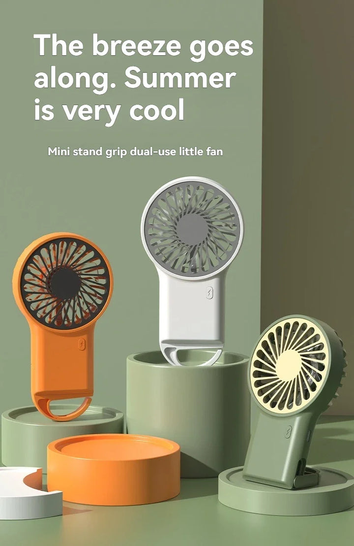 New Foldable USB Rechargeable Mini Fan | Handheld Desktop Fan with Cartoon Design & Hook for Outdoor, Home & Office Use | Stornfield
