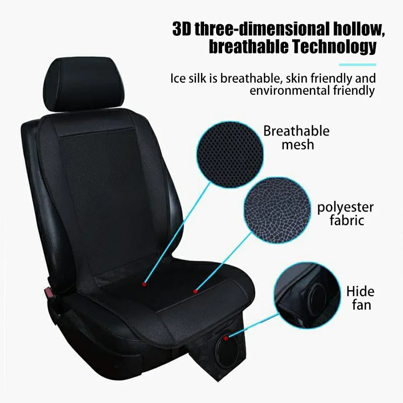 DC 12V 3D Car Seat Cooling Cushion | 8-Fan Ventilated Summer Air Seat for Fast Cooling | Stornfield