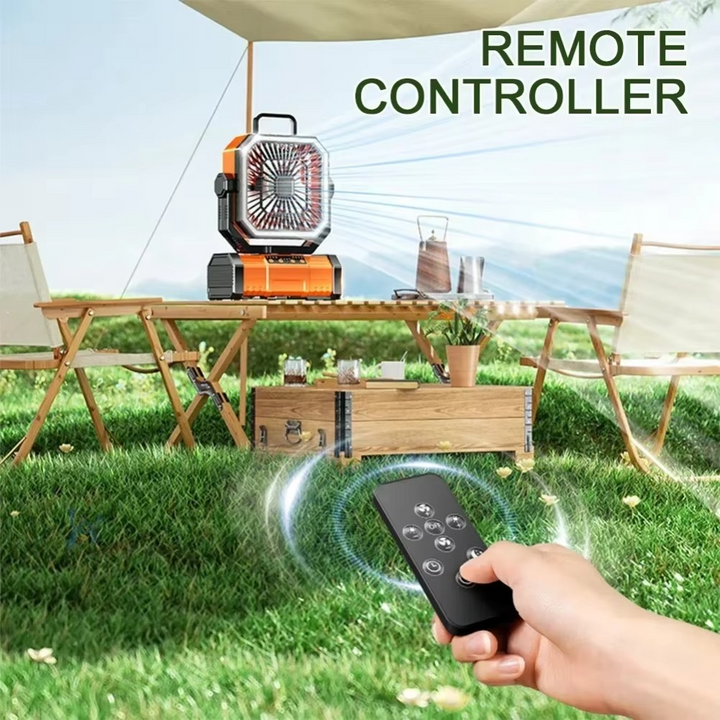 Rechargeable Camping Fan with 20000mAh Battery, 4 Speeds and LED Lantern | Stornfield