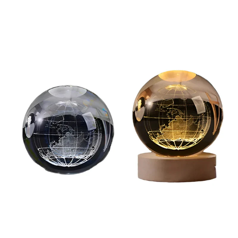 3D Crystal Night Light LED - Starry Sky Projector with Wooden Base, Romantic Lighting for Bedroom & Gifts | Stornfield
