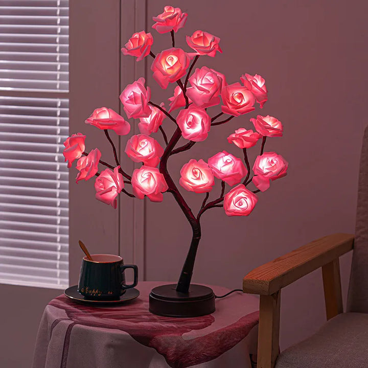 Stornfield | Lumières de Table en Fleurs Roses RGB 24LED USB Batterie Lampe de Fée Lumière de Nuit Décoration de Fête à Domicile Noël Mariage Chambre Cadeau