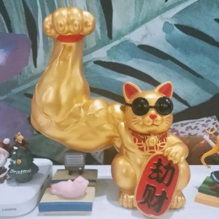 Stornfield | Large hand, happy wealth cat, golden waving hand cat, home decoration, waving welcoming cat, sculpture, statue, decor, car ornament, boutique gift