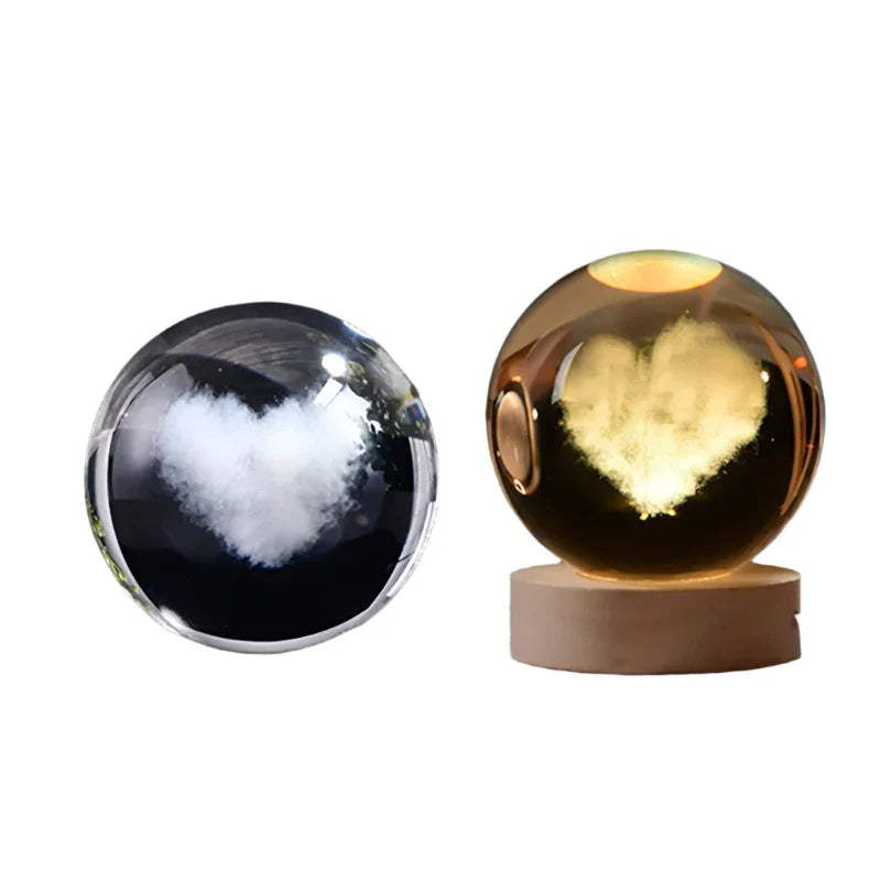 3D Crystal Night Light LED - Starry Sky Projector with Wooden Base, Romantic Lighting for Bedroom & Gifts | Stornfield