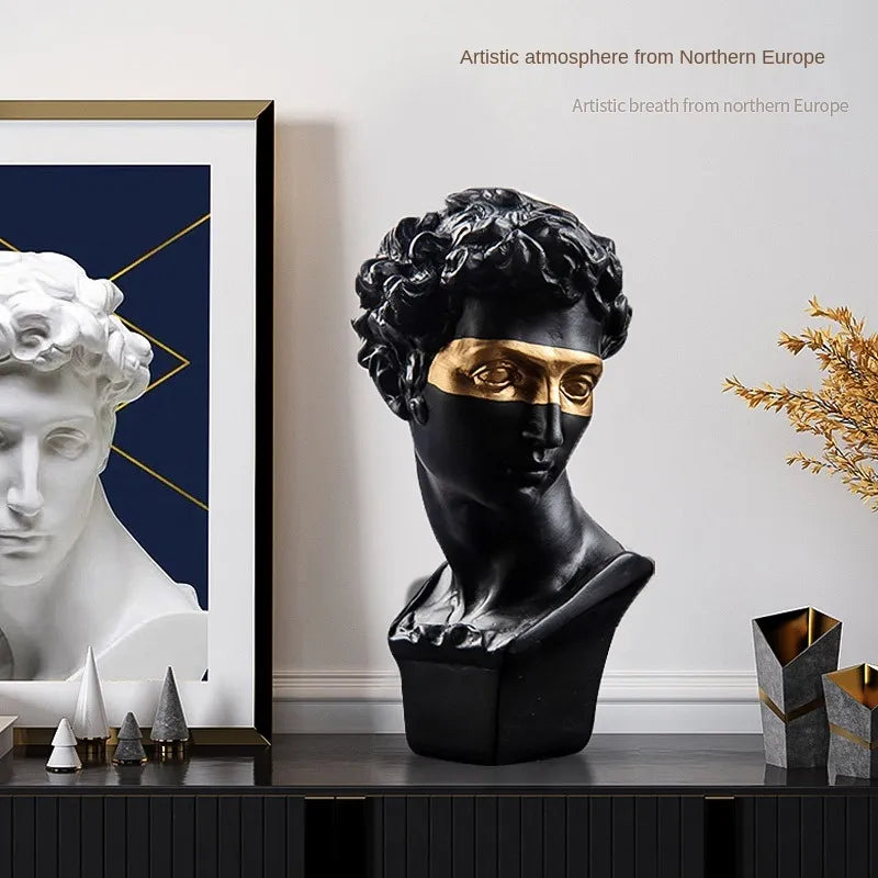 Stornfield | Statues for decoration, 15 cm, David, coffee table, home decor, ornaments, one-piece plaster bust, white resin, decorative art sculpture