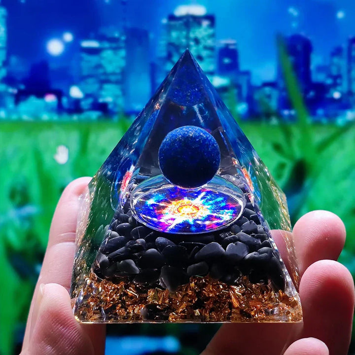 Orgonite Pyramid with Amethyst Pendulum – Energy, Protection and Decoration | Stornfield