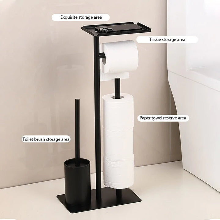 Toilet paper holder with brush & shelf | Stornfield