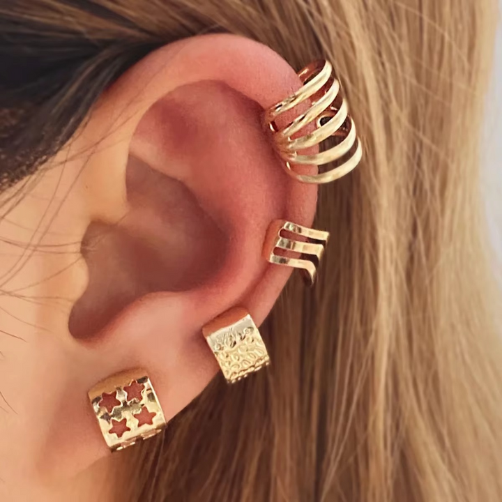 Stornfield | Elegant Gold Leaf Clip-On Ear Cuff Set for Women
