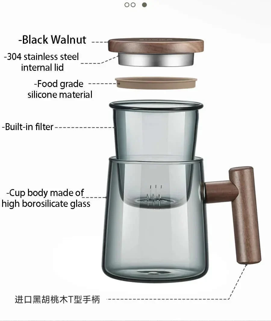 Stornfield | Ultra-modern glass teacup with infuser and lid