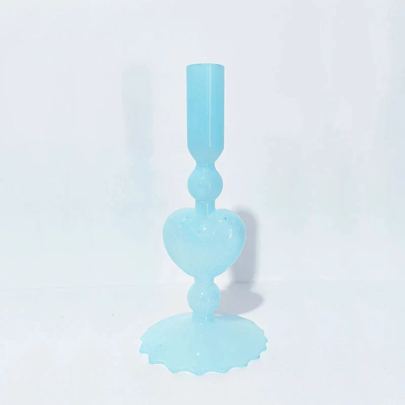 Stornfield | Retro Red Heart Candlestick Glass Candle Holder Wedding Table Decoration Home Party Glass Vase Decor