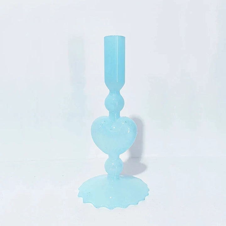 Stornfield | Retro Red Heart Candlestick Glass Candle Holder Wedding Table Decoration Home Party Glass Vase Decor