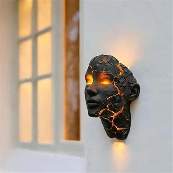 Volcanic Face Lava Crack Wall Art Lamp | Stornfield
