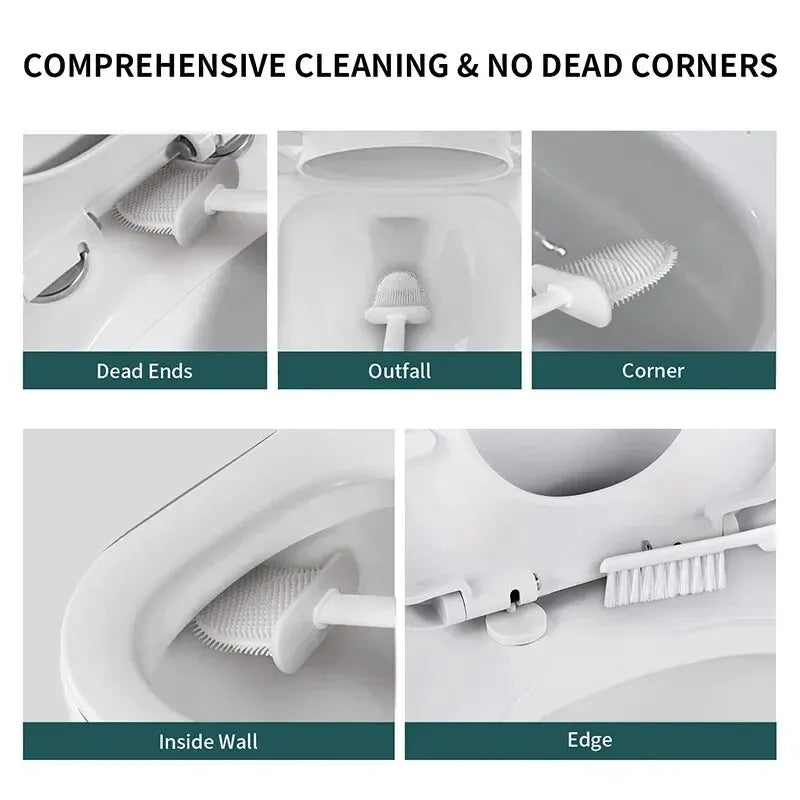 Stornfield | Toilet Brush HygieBrush DuoClean | 2-in-1 Silicone Toilet Brush Set with Wall Mount | Antibacterial & Space-Saving