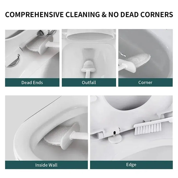 Stornfield | Toilet Brush HygieBrush DuoClean | 2-in-1 Silicone Toilet Brush Set with Wall Mount | Antibacterial & Space-Saving