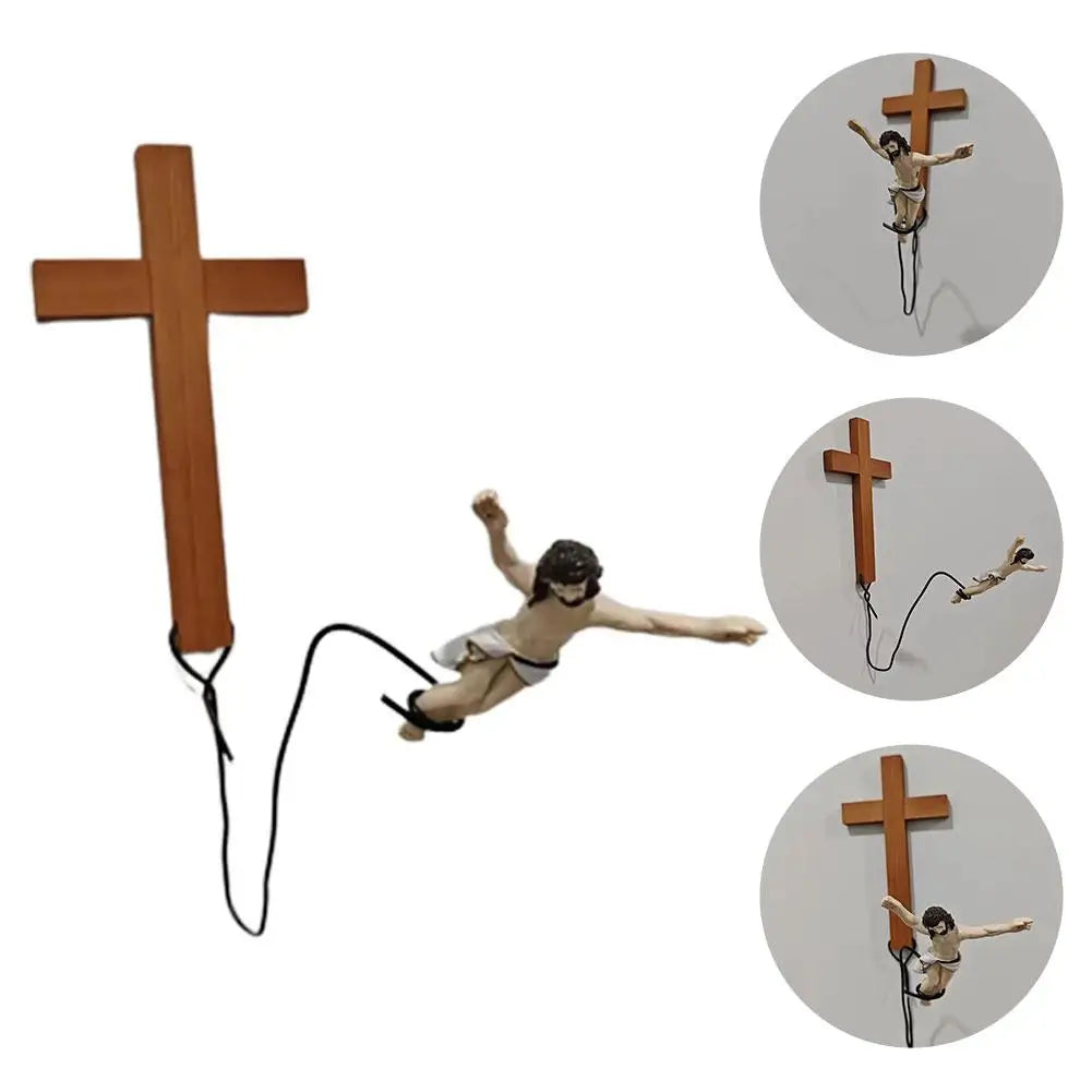 Stornfield | Jesus Bungee Jumping Easter Atmosphere Decorative Ornaments Christ Figure Religious Decorations Holiday Gifts Hanging Ornaments