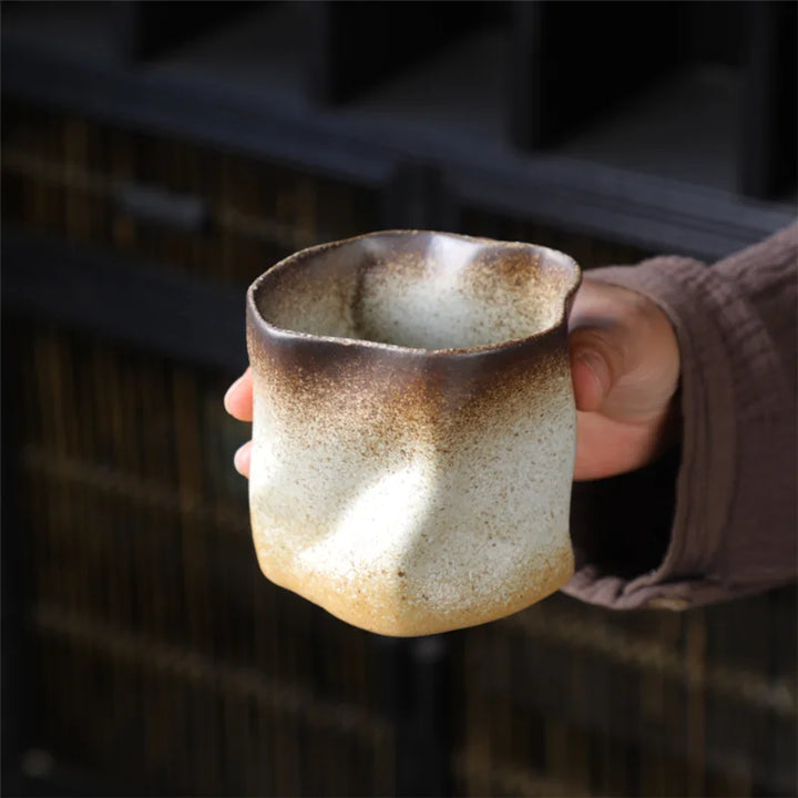 Stornfield | Twisted Irregular Ceramic Mug 9.47 oz/280 ml Handleless Polychromatic Creative Coffee and Tea Cups Retro Coffee Mugs