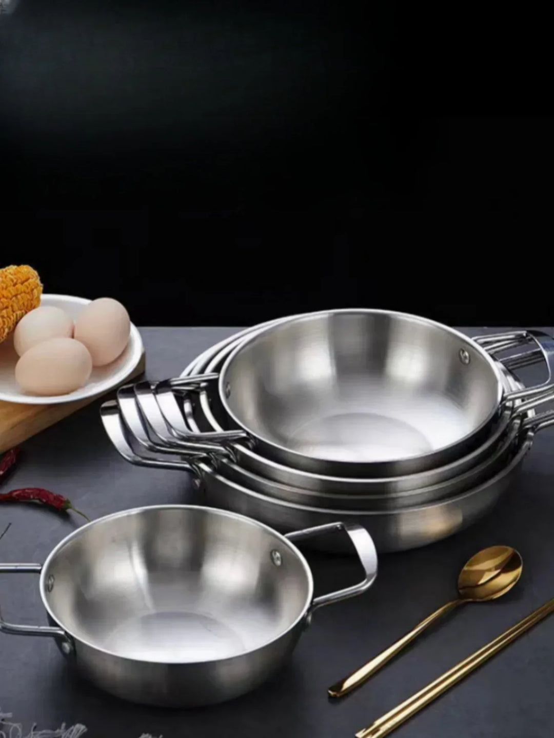 GastroPan – Stainless Steel Sauce & Paella Pan with Handle Stornfield