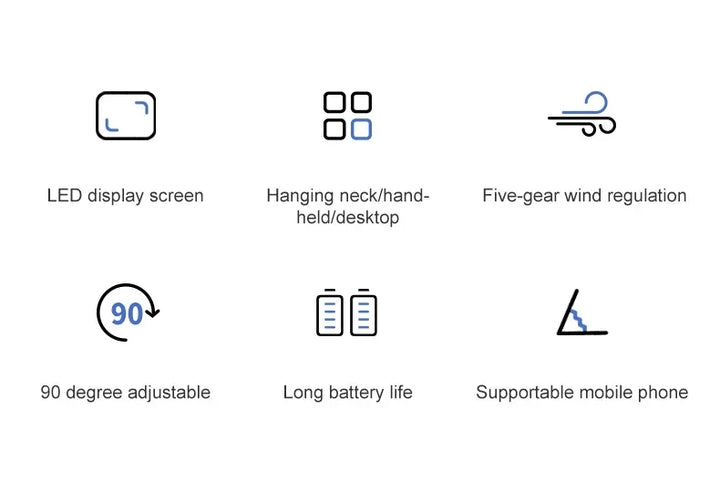 5000mAh Handheld Mini Fan – Wireless USB Rechargeable Portable Fan with Digital Display, Phone Holder, 5-Speed Foldable Neck Hanging Fan | Stornfield