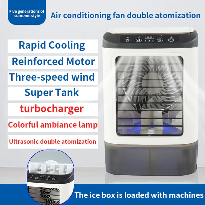 USB Portable Mini Air Conditioner Fan – 3-Speed Desktop Cooling Fan with LED Night Light, Air Cooler for Home, Office, and Camping | Stornfield