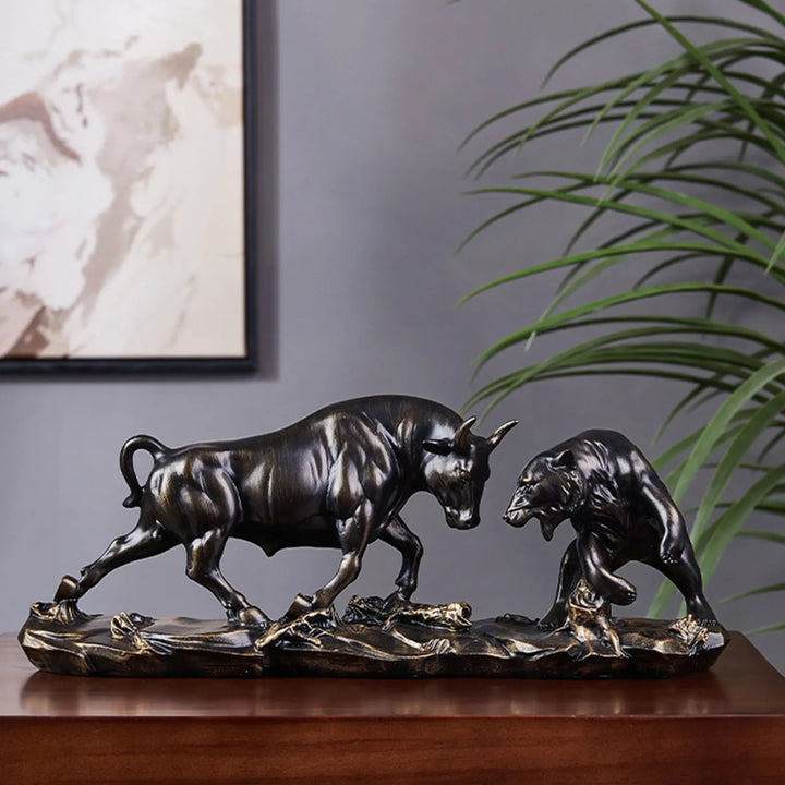 Stornfield | Feng Shui Bear and Bull Statue, Bull Figurine, Animal Cow Sculpture Collection