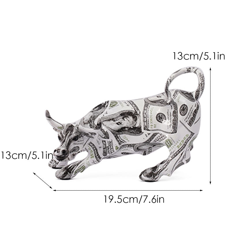 Stornfield | Graffiti-Painted Resin Bull Figurines Home Decor Living Room Bedroom Office Desk Feng Shui Ornaments Collection Statues